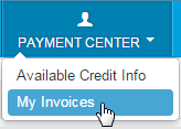 Select Payment Center then My Invoices