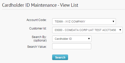 Cardholder ID maintenance view list