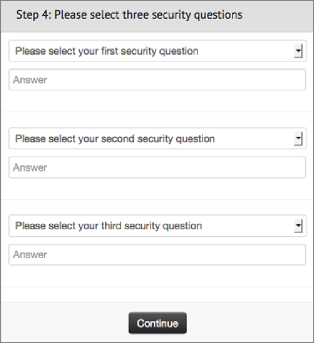 Select Three Security Questions