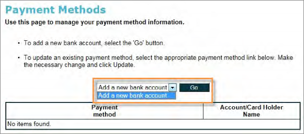 Select Add New Bank Account