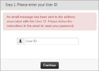 User ID message sent