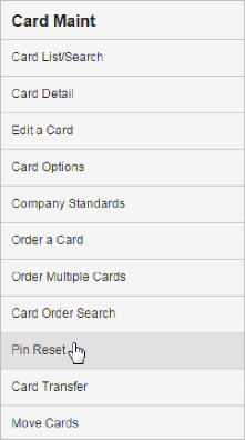 Card Maint Pin Reset