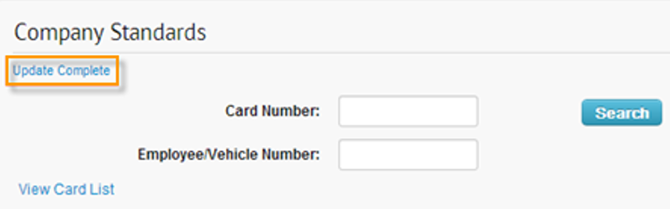 Assigning Company Standards to a Card - Comdata Resource Center