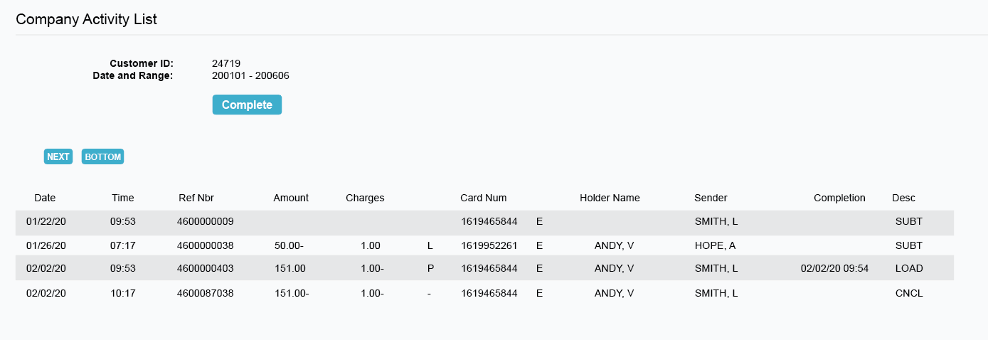 Review Company Activity - Comdata Resource Center