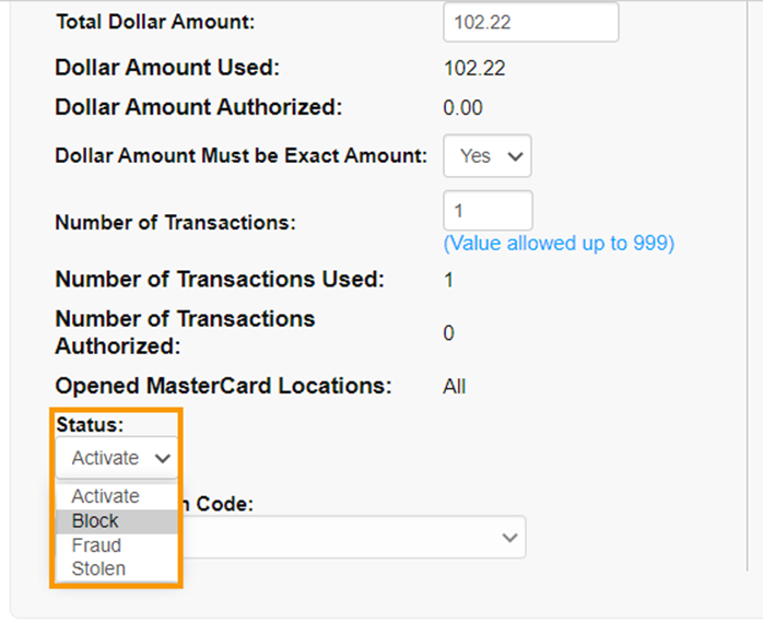 Select Block from Status