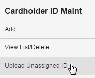 Upload Unassigned ID dropdown screenshot